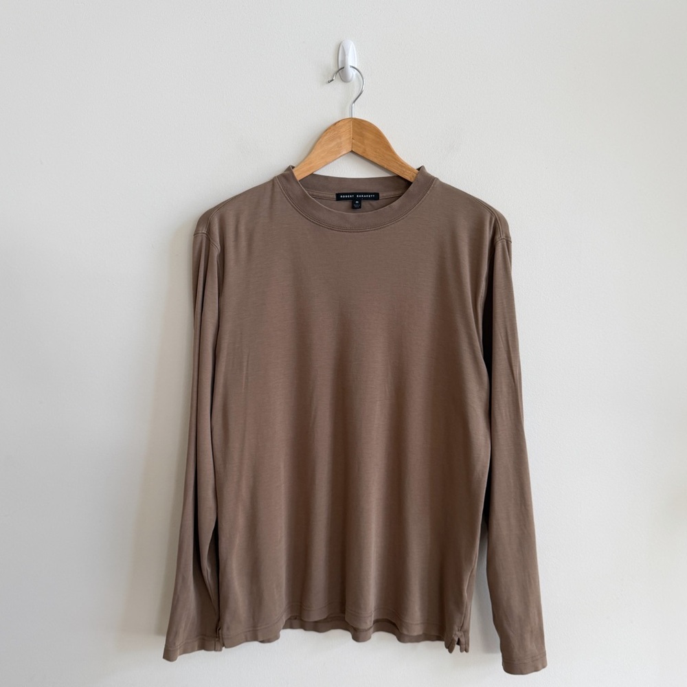 ROBERT BARAKETT • Georgia Long Sleeve T-shirt In Shitake - Picture 4 of 13
